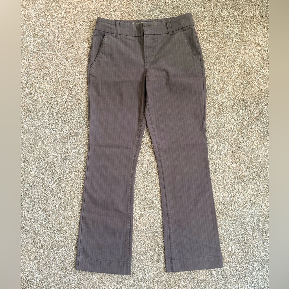 Women’s Brown Pinstripe Office Casual Low-Rise Slacks Dress Pants Size 6 S
